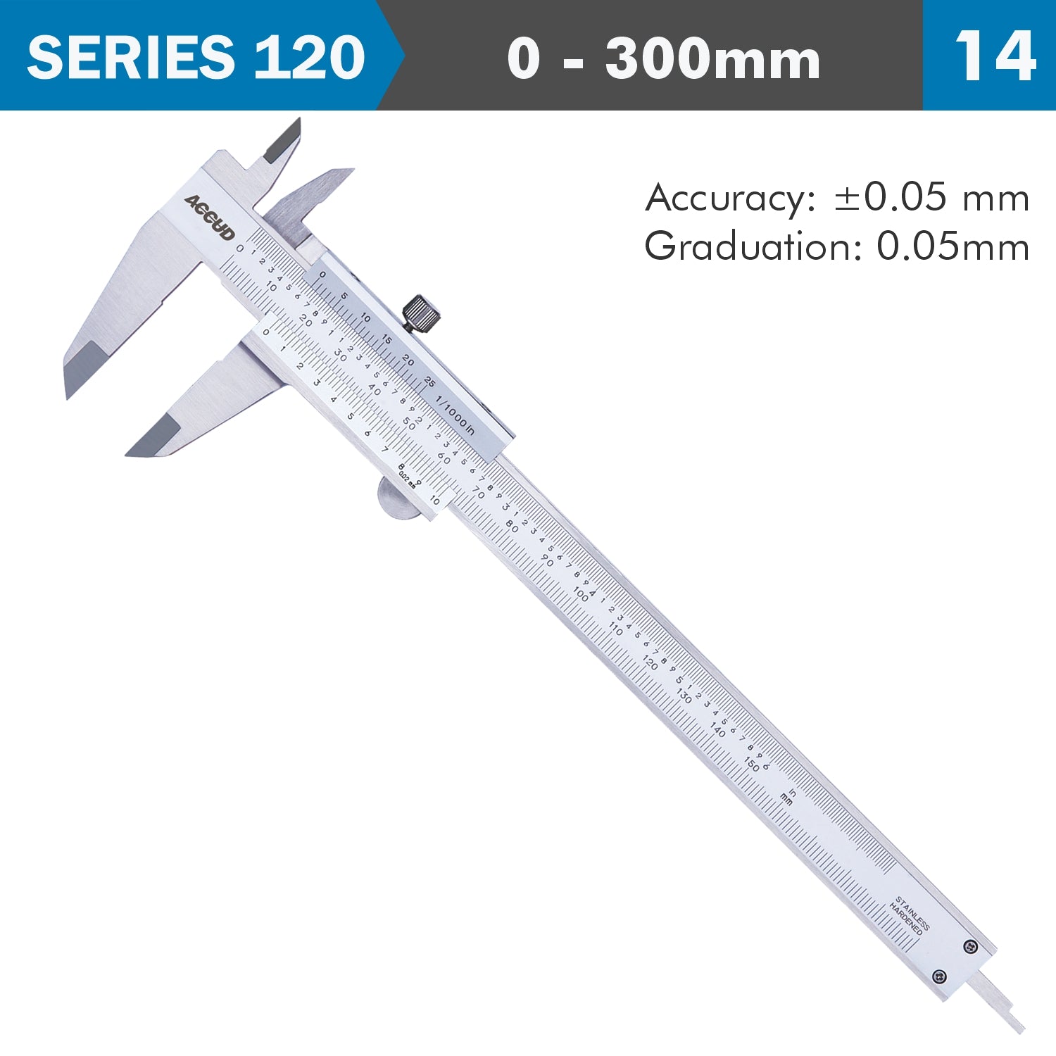 VERNIER CALIPER 300MM 0.05MM ACC. DIN862 0.05MM GRAD. S/STEEL