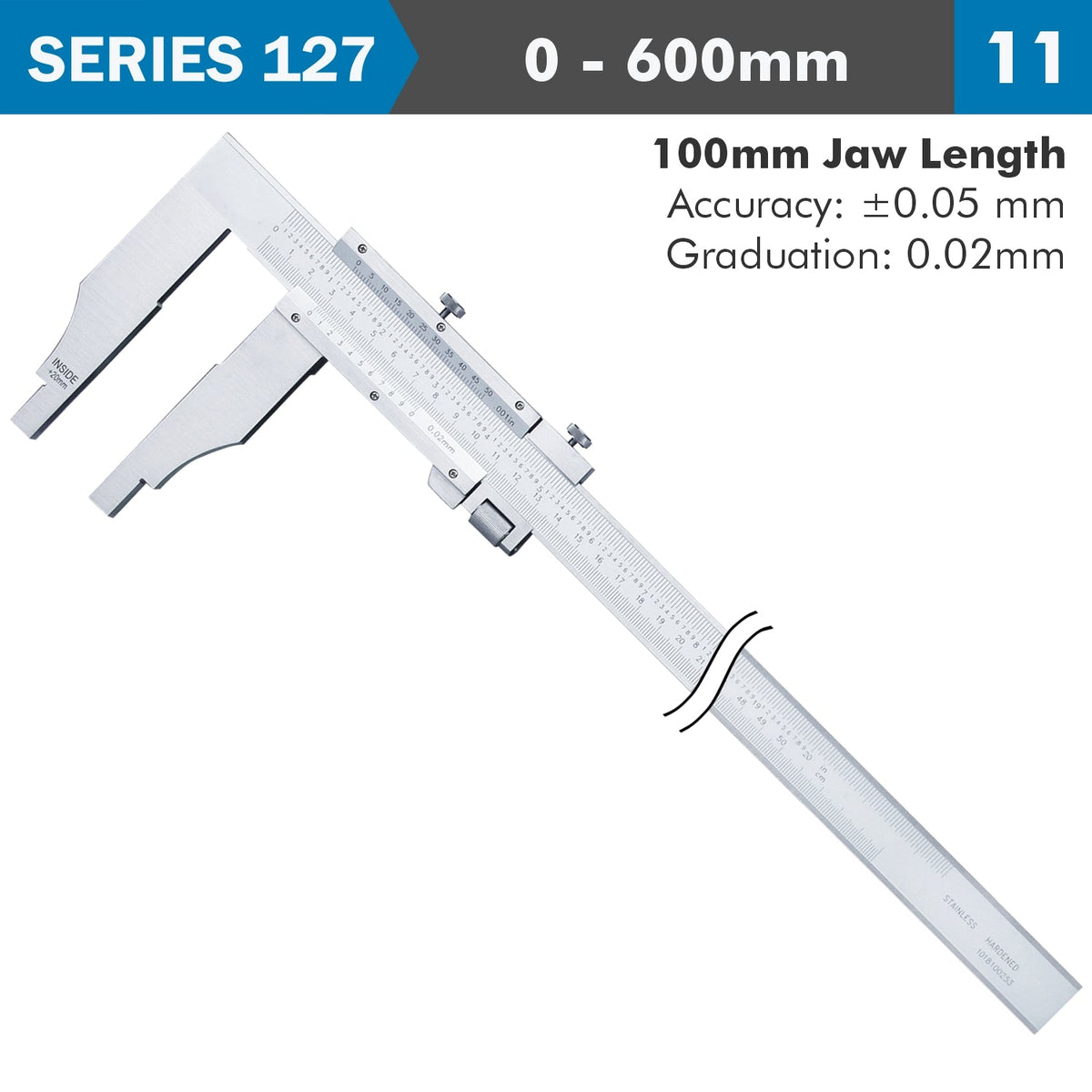 VERNIER CALIPER 600MM 0.05MM ACC. 100MM 0.02MM GRAD S/STEEL