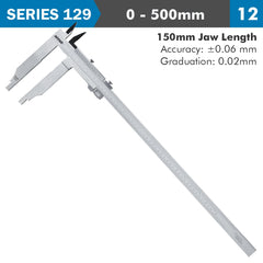 VERNIER CALIPER 500MM 0.06MM ACC. 150MM 0.02MM GRAD S/STEEL