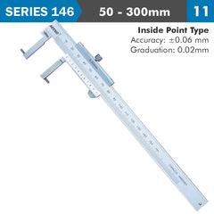 VERNIER CALIPER 50-300MM 0.06MM ACC. 0.02MM GRAD. INSIDE POINT S/STEEL