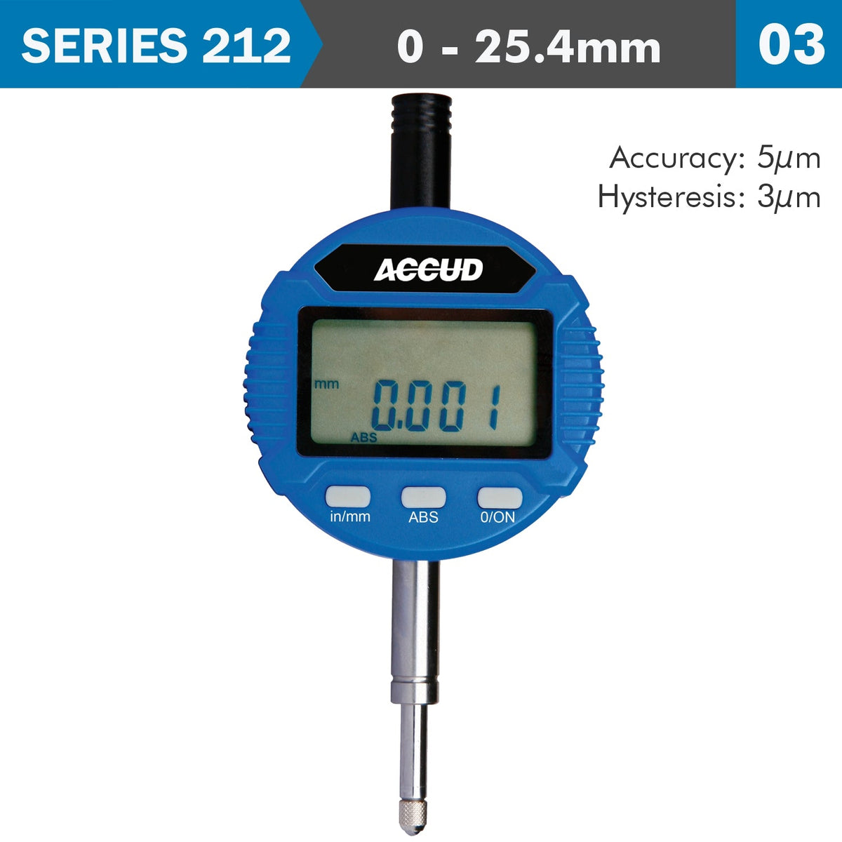DIGITAL INDICATOR FLAT BACK 25.4MM/1' RES0.001 ACC 5MIC