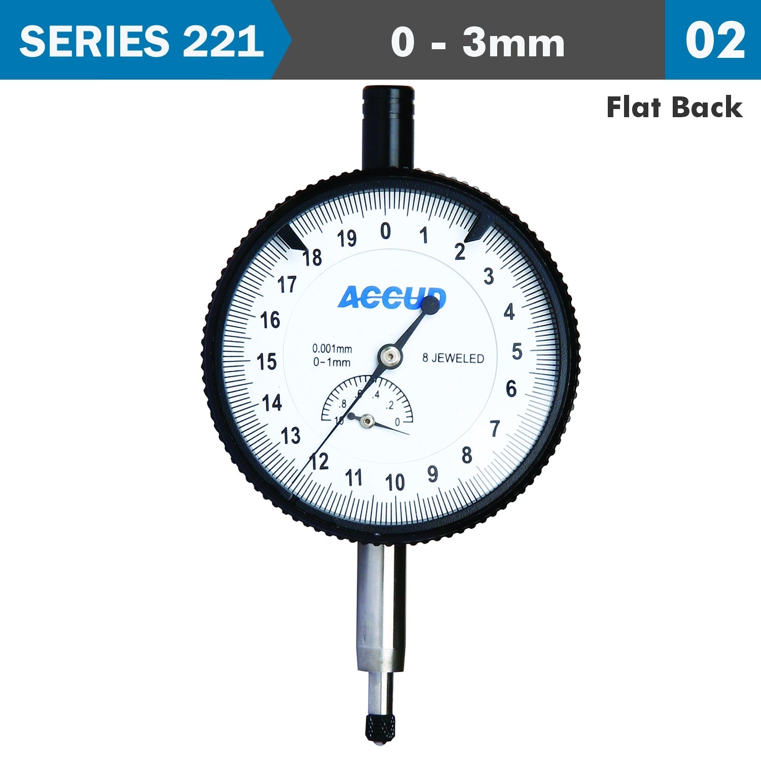 PRECISION DIAL INDICATOR FLAT BACK 3MM