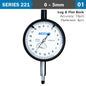 DIAL INDICATOR 5MM 0.001MM GRAD. LUG&FLAT BACK