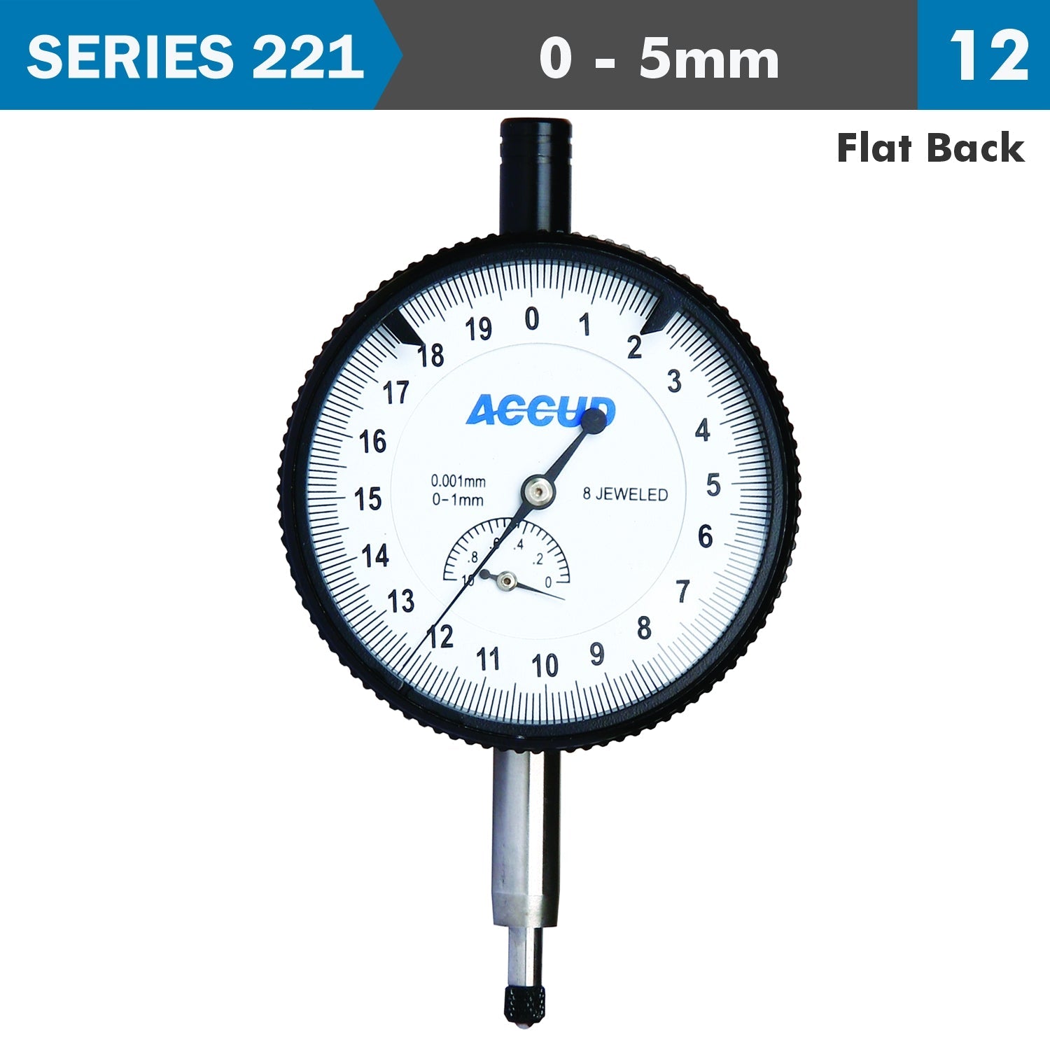 DIAL INDICATOR FLAT BACK 5MM