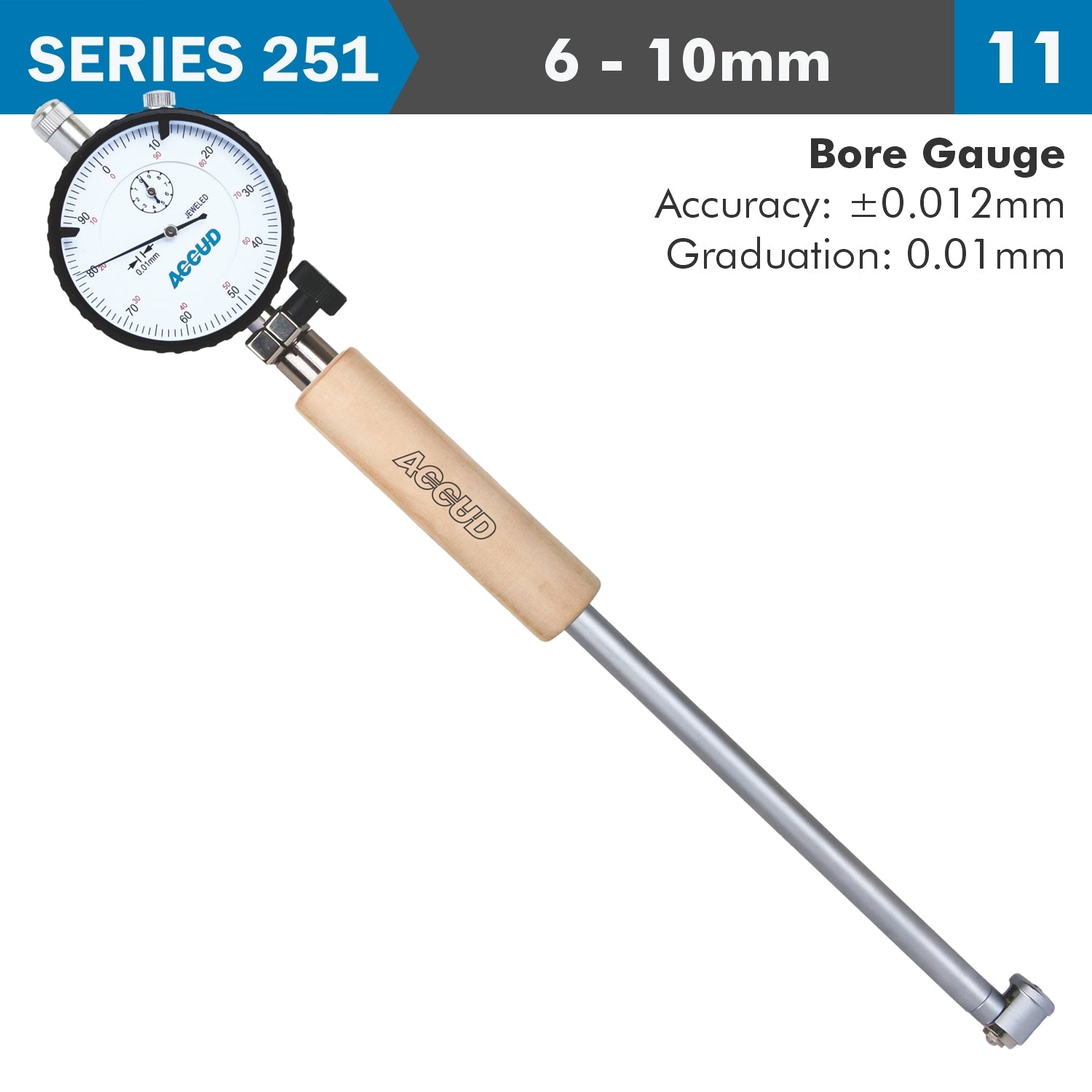 DIAL BORE GAUGE 6-10MM 0.012MM ACC. 0.001MM GRAD.