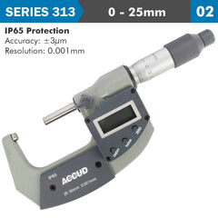DIG. OUTSIDE MICROMETER 25MM 0.003MM ACC IP65. 0.001MM RES.