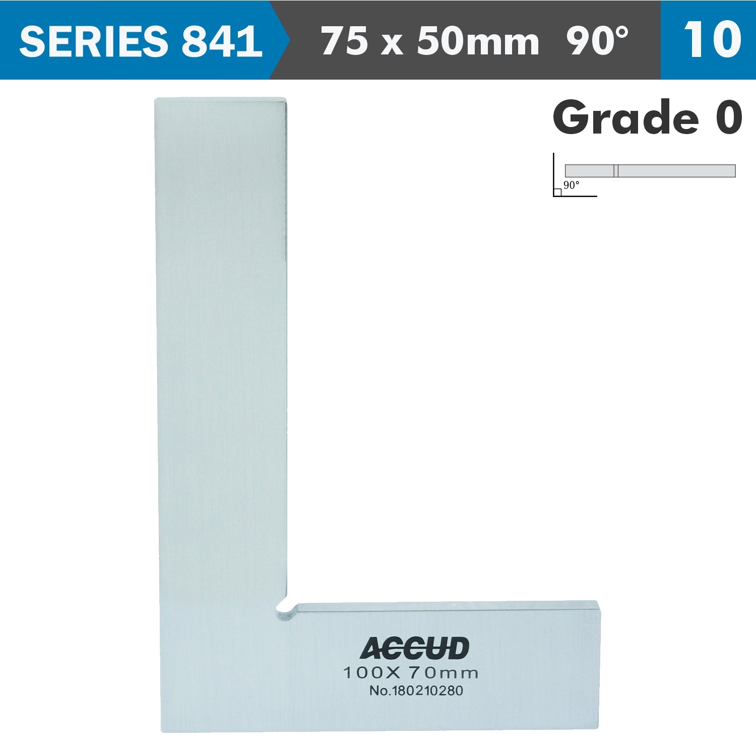 FLAT EDGE SQUARE 90 DEG. GRADE 0 75X50MM