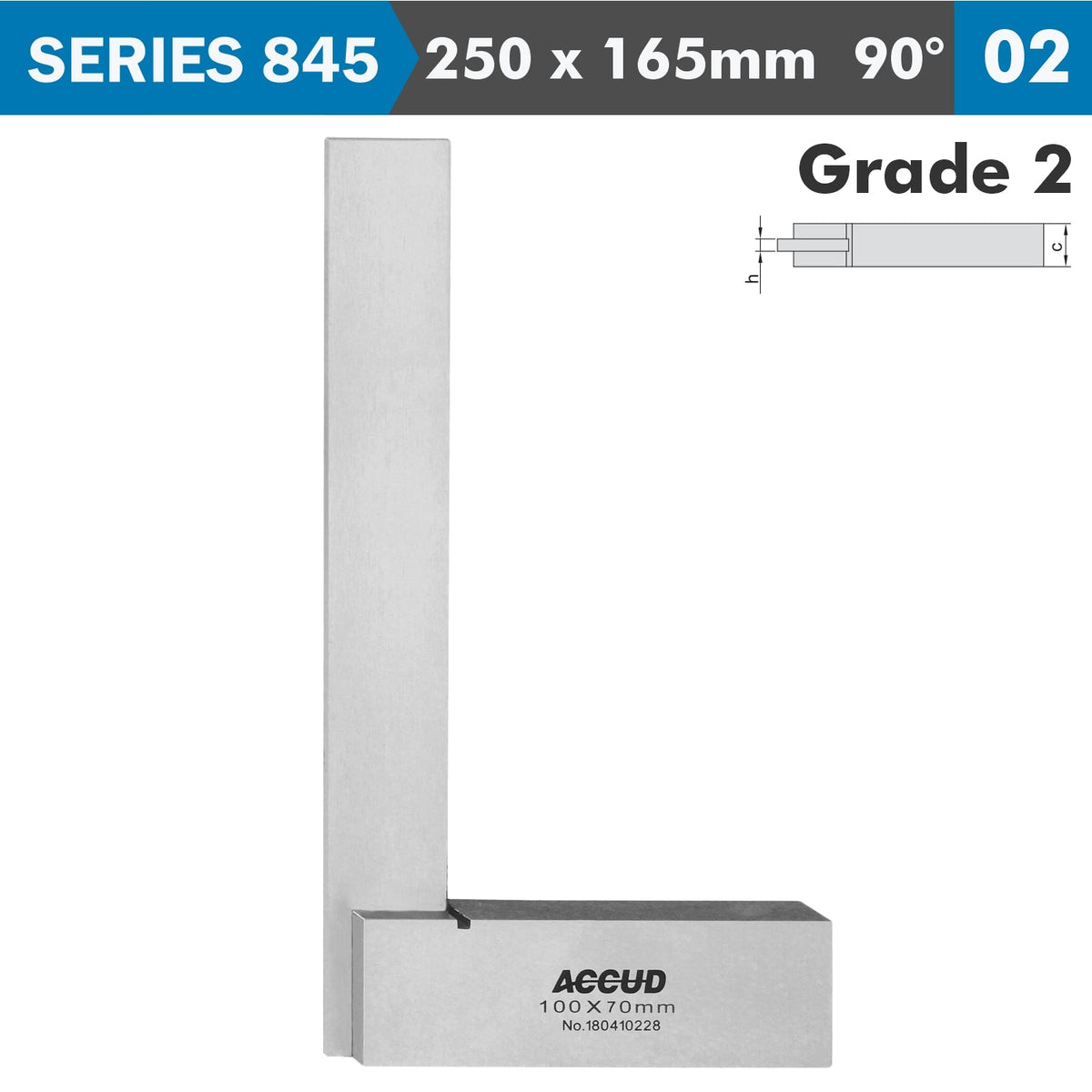 MACHINIST SQUARE WIDE BASE 250X165MM GRADE 2  DIN875