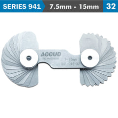 RADIUS GAUGE 7.5MM-15MM 16 X 2 LEAVES 0.03MM ACC. CONCAVE & CONVEX SUR