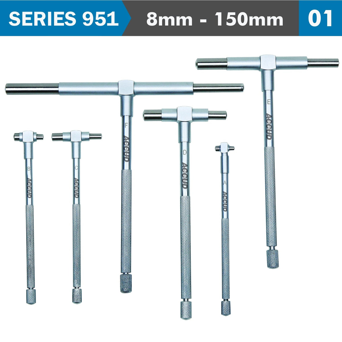 TELESCOPIC GAUGE SET 6PC SATIN CHROME FINISH