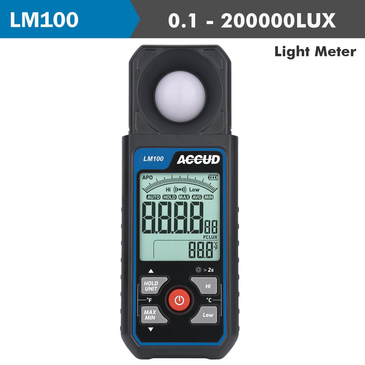 LIGHT METER 0.1-200000LUX RANGE 6% ACCUR 400-700MM LIGHT WAVE LENGTH