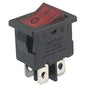 Rocker switch mini 13x19 dpst 24v illuminated red h8553vbfac bk+rd 24v