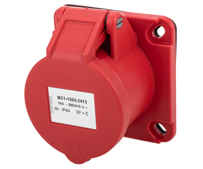 Socket panel straight 16a 3p + e 380v ip44 4w bc1-1504-2413