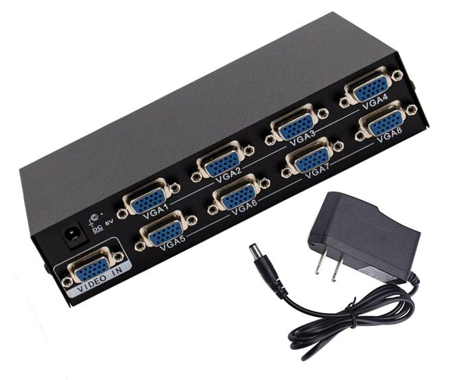 Vga splitter 8 port 250mhz supplued with usa type psu c-2508