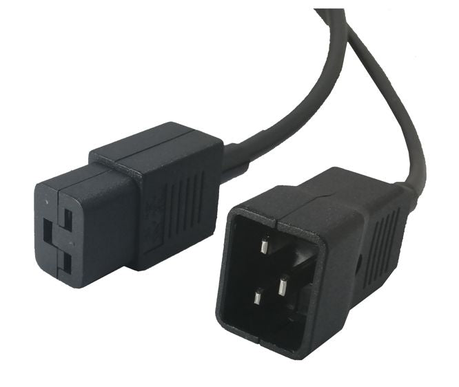 C19 iec socket -c20 iec plug unmoulded lead black - 2m pc-maec19c20153bk2