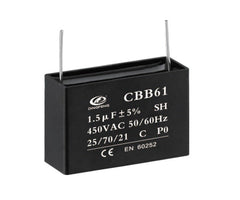 Capacitor c/fan motor 1.5uf 450VAC pcb CBB61B-1.5UF-450VAC