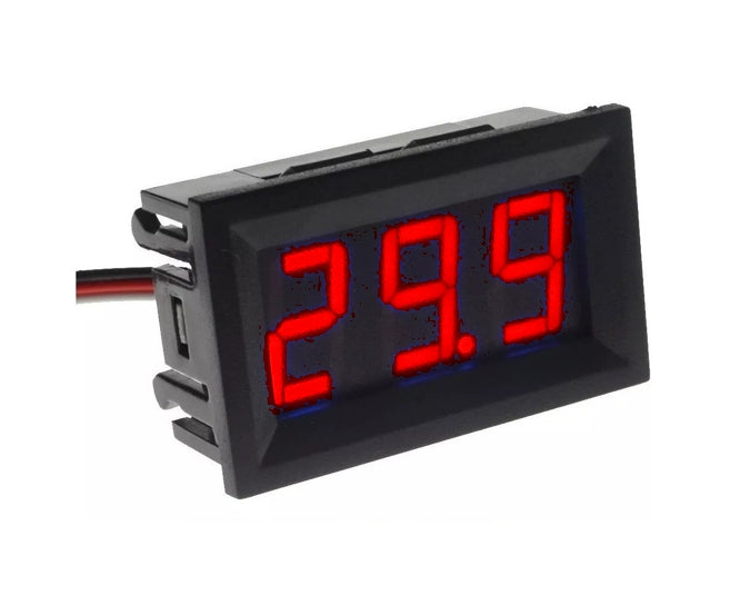 Panel mount dc voltmeter red 4.5-30vdc dsn-dvml-568-2-rd