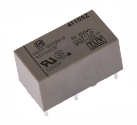 Relay spst 5a 12v rect pcb dsp1-dc12v-f