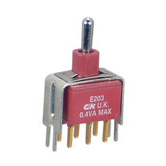 Mini toggle switch dpdt on-on pcb e203md1cv3be