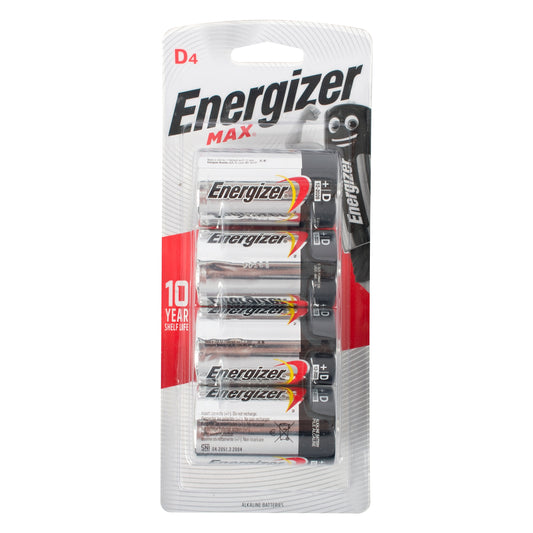Energizer max d - 4 pack (moq 6)