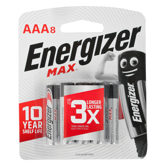 Energizer max: aaa - 8 pack (moq 12)