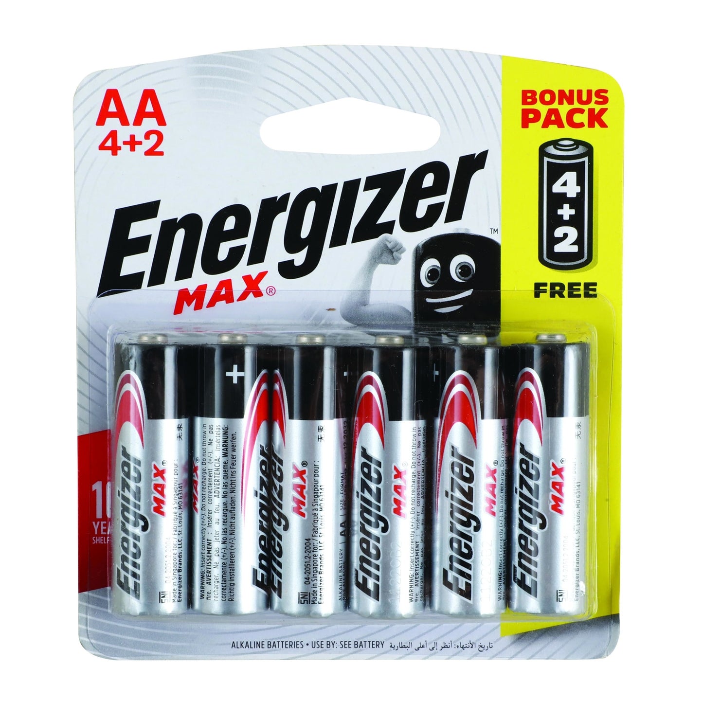 Energizer max aa - 6 pack  4+2 free