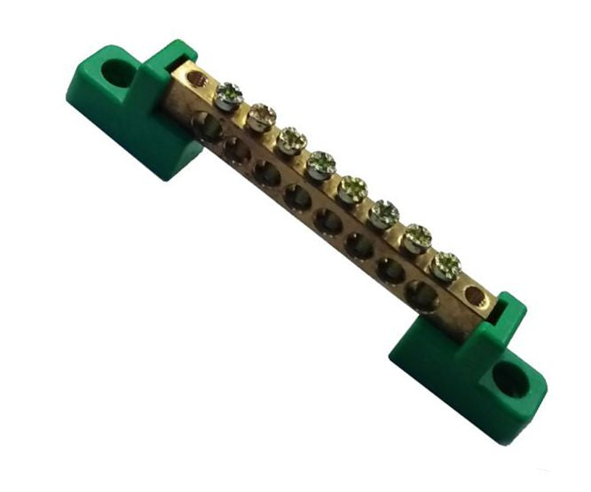 Earth bussbar terminal 8-pole green 63 amps eb-bc-2-6x9-8w-gr