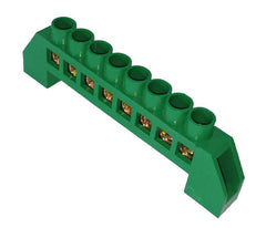 Earth busbar green 100a 12p 8x12 insulated eb-ks006-100a-12p-g
