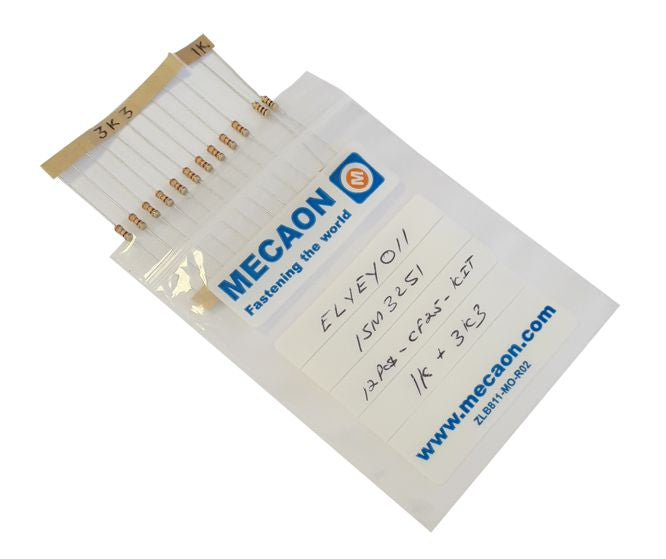 Resistor pack 1/4w 5% 1k0 & 3k3 - 12p/bag 41hdw511-3