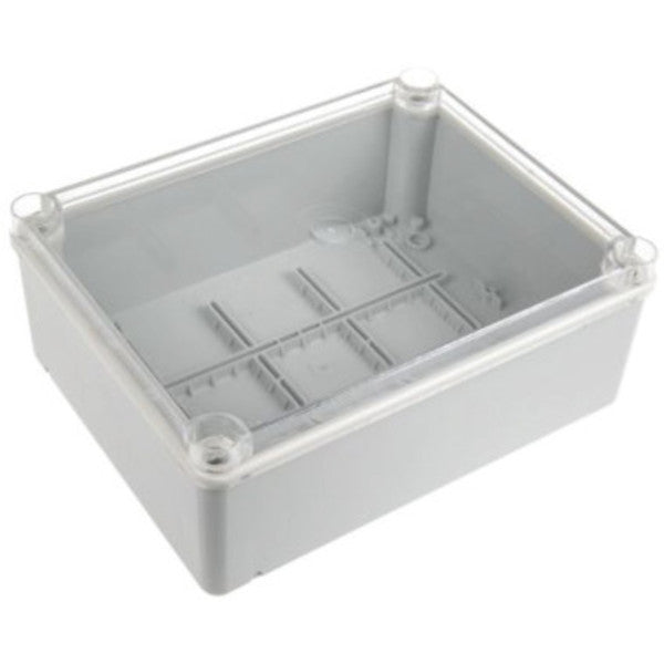 Encloser grey base and clear lid 120x120x90mm enl121209c