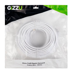 Gizzu Cat6 UTP Fly Lead Ethernet Network Cable 20m – White