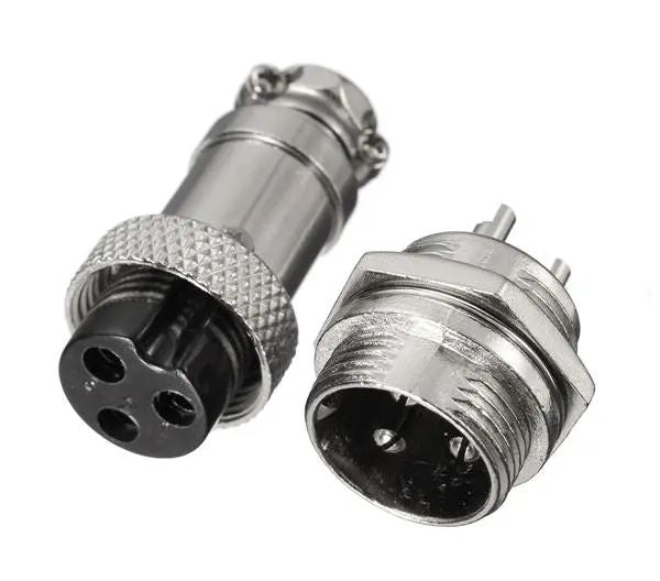 M16 3w mini-mic-plug and socket connector set gx16-a-3ps