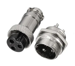 M16 3w mini-mic-plug and socket connector set gx16-a-3ps