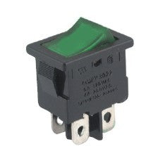 Rocker switch mini green 13x19mm gr 24v illuminated h8553vbfaa 24v lamp