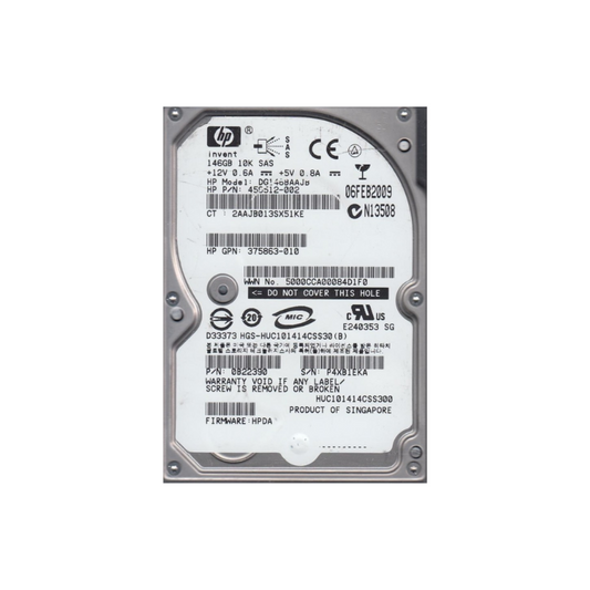 HP 146GB 2.5” SAS HDD 0B22390