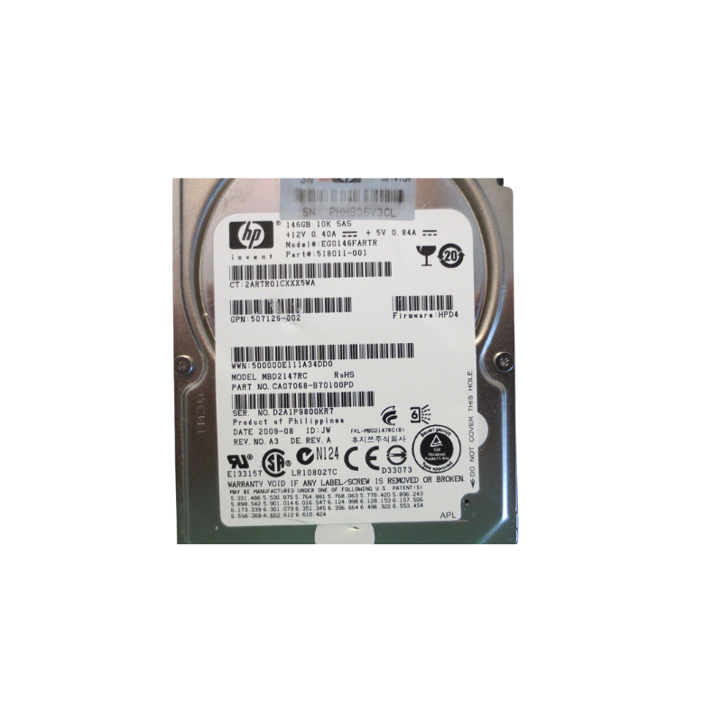HP 146GB 2.5” SAS HDD CA07068-B70100PD