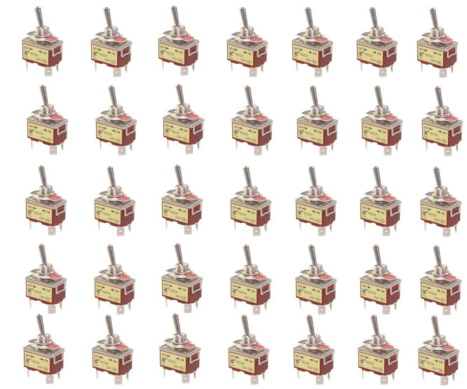 Medium toggle switch dpst on-off 15a 250v lug terminals - 20/box kn3c-201ap