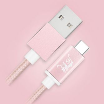 Usb-a to usb-c braided cable / lead 1m pink 170505