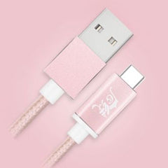 Usb-a to usb-c braided cable / lead 1m pink 170505