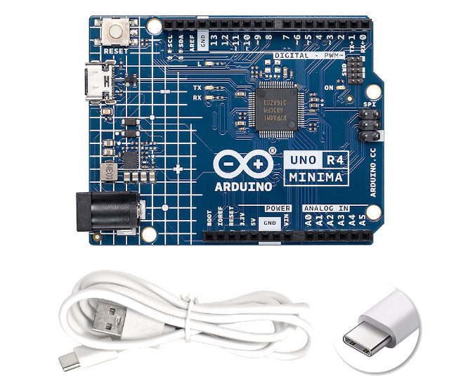 Arduino uno r4 minima board with usb-c cable 70x50mm mb0120