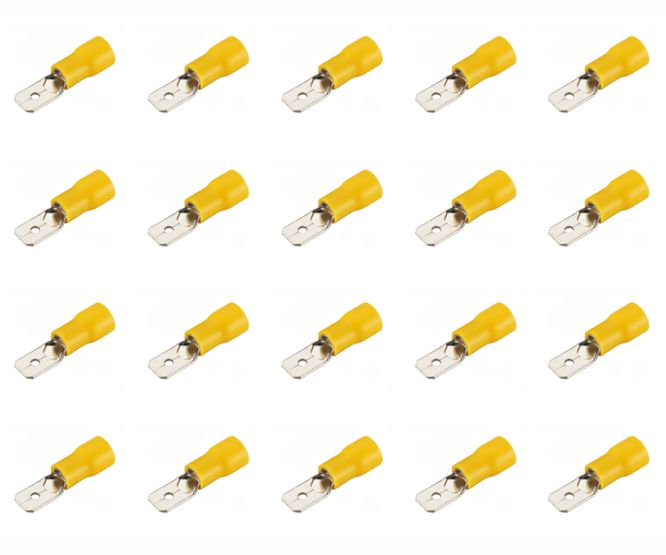 Terminal pre-ins yellow 6.3mm male - 1000/bag mdd 5.5-250