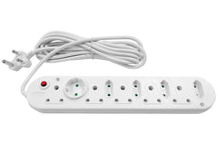 Multi Plug 5x16A 5x5A 5m Cord White