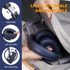 Oneodio Pro 10 Professional Wired Over Ear DJ and Studio Monitoring Headphones - Dark Blue
