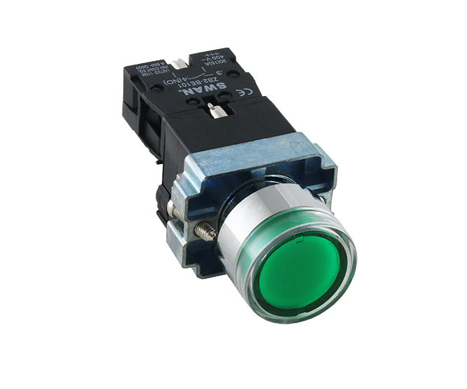22mm push button illuminated green 220vac no pb-xb2-bw3361-g