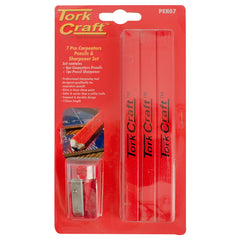 7PC TORK CRAFT CARPENTERS PENCIL SET 6 X PENCIL 1 X SHARPENER