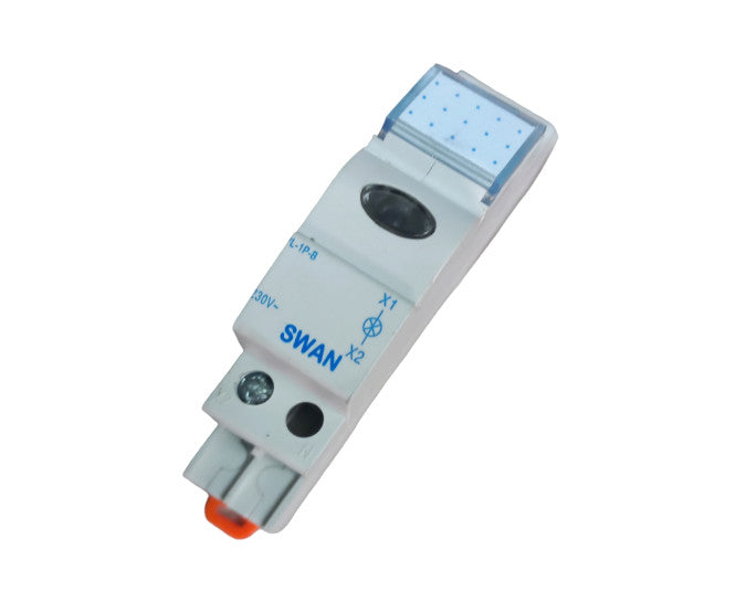 230vac single phase indicator 18mm- blue din mount PL-1P-BLUE-230V
