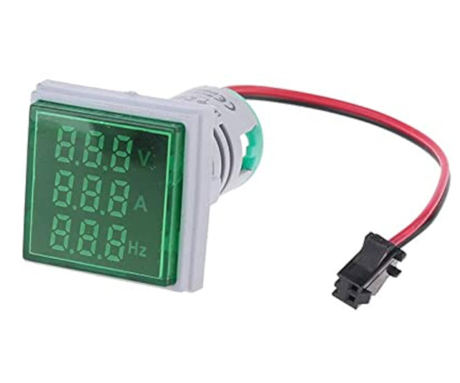 Voltmeter+ammter+frequency meter square green PL-AD101-22VAHZS-G