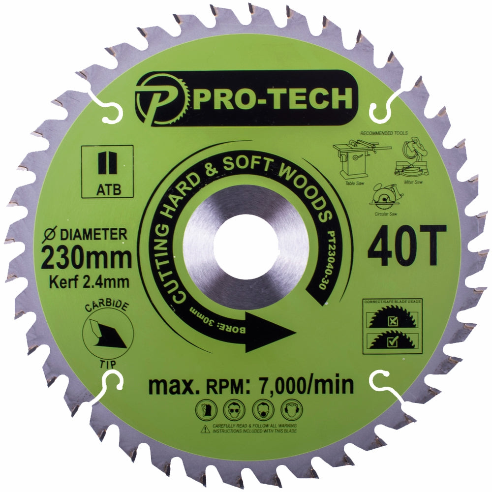 SAW BLADE TCT 230 X 2.4 X 30 X 40T WOOD PROF.