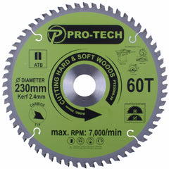 SAW BLADE TCT 230 X 2.4 X 30 X 60T WOOD PROF.