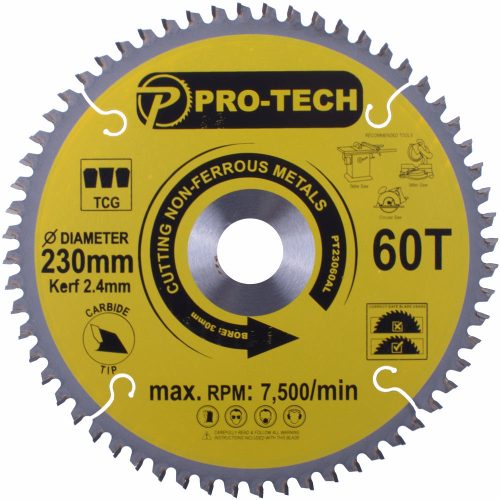 SAW BLADE TCT 230 X 2.4 X 30 X 60T ALUM. PROF.